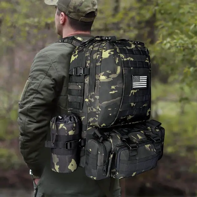 Alt view image 7 of 7 - NOOLA Military Tactical Backpack Molle Bag Army Assault Pack Detachable Rucksack