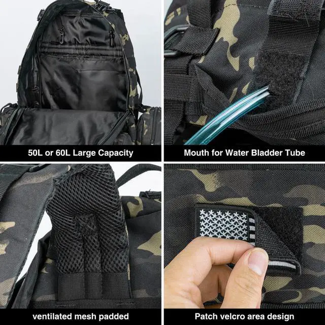 Alt view image 4 of 7 - NOOLA Military Tactical Backpack Molle Bag Army Assault Pack Detachable Rucksack