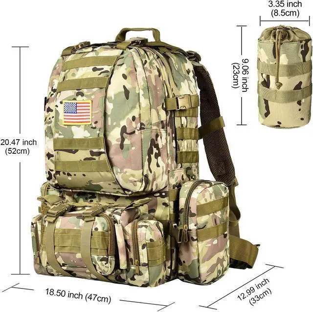 Alt view image 2 of 7 - NOOLA Military Tactical Backpack Molle Bag Army Assault Pack Detachable Rucksack
