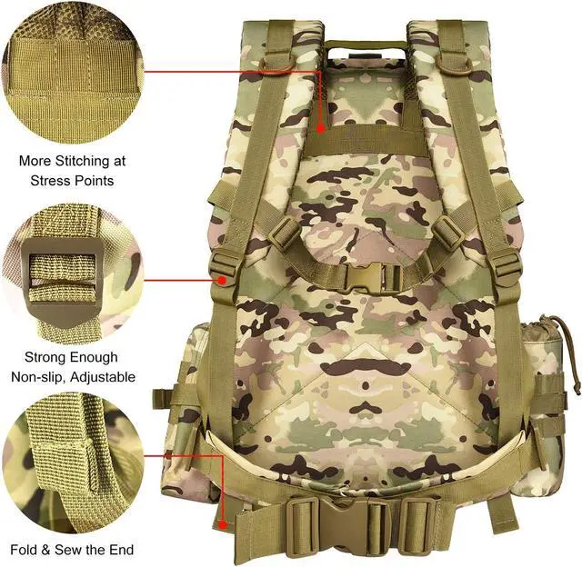 Alt view image 6 of 7 - NOOLA Military Tactical Backpack Molle Bag Army Assault Pack Detachable Rucksack