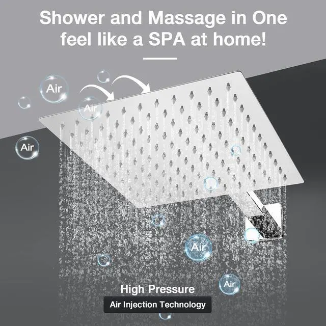 Alt view image 2 of 7 - Rain Shower System, 10 Inch Square Rainfall Shower Head High Pressure Wall Mount Shower Faucet Set with Hand Sprayer Rough-in Valve Trim Kit Bathroom Mixer Shower Combo Set