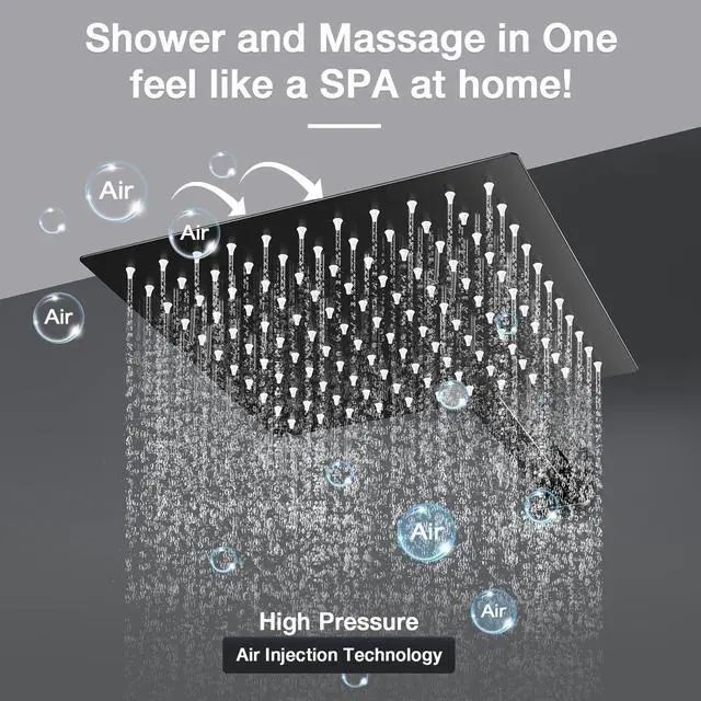 Alt view image 2 of 7 - Brightify Shower Faucet Set, 12" Black Rain Shower Head Ceiling Mount with Handheld Spray, High Pressure Bathroom Mixer Shower Set Wall Mounted Shower System Rough-in Valve and Trim Kit