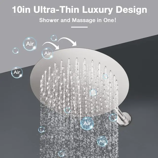 Alt view image 2 of 7 - Rainfall Shower System 10in Pressure Balance Handheld 3 Modes Shower Head System with Handheld 3 Modes Shower Faucet Set Complete Stainless Steel Brushed Nickel