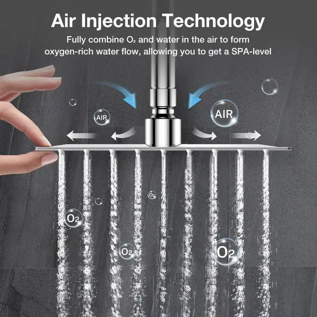 Alt view image 7 of 7 - Shower Faucet Set 8in Pressure Balance Shower Valve kit Rainfall Shower Head Stainless Steel Shower System Brass Rough-in Valve Polished Chrome