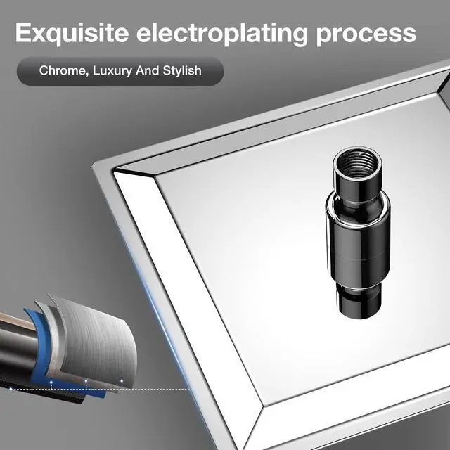 Alt view image 3 of 7 - Shower Faucet Set 8in Pressure Balance Shower Valve kit Rainfall Shower Head Stainless Steel Shower System Brass Rough-in Valve Polished Chrome