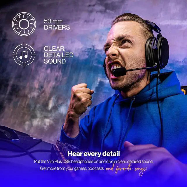 Alt view image 2 of 8 - ENDORFY VIRO Plus USB, Gaming over-ear headphones, USB 7.1 sound card, detachable microphone and cable, Soft memory foam earpads plus extra fabric pair, EY1A001