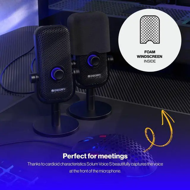Alt view image 3 of 8 - ENDORFY Solum Voice S,USB Microphone for PC, streaming, podcast, Tap-to-mute button, Gain control, USB Plug & Play, Cardioid pattern, EY1B013