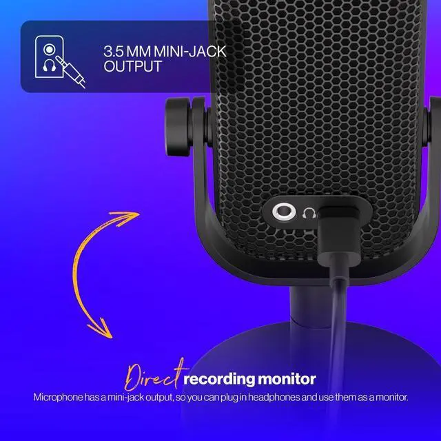 Alt view image 4 of 8 - ENDORFY Solum Voice S,USB Microphone for PC, streaming, podcast, Tap-to-mute button, Gain control, USB Plug & Play, Cardioid pattern, EY1B013