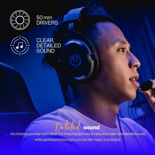 Alt view image 2 of 8 - ENDORFY Viro Infra, over-ear, PC gaming headset with detachable microphone, 50 mm driver, gaming headphones with mic, Soft breathable fabric earpads, EY1A003