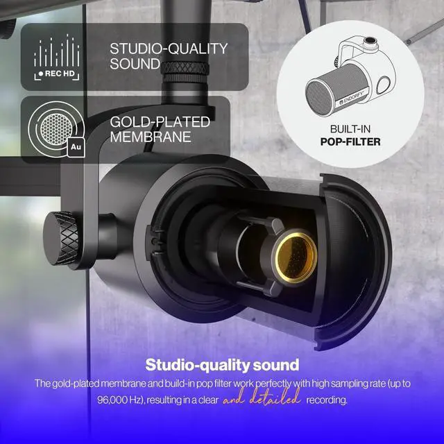 Alt view image 2 of 9 - ENDORFY Solum Studio, USB Microphone for PC, streaming, podcast, Studio quality, high-resolution recording, Tap-to-mute with ring LED indicato, USB Plug & Play, Cardioid pattern, EY1B009
