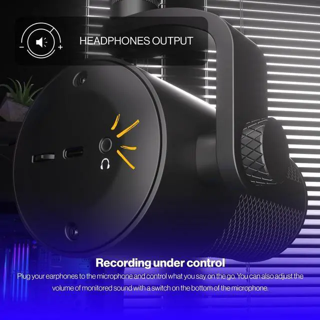 Alt view image 4 of 9 - ENDORFY Solum Studio, USB Microphone for PC, streaming, podcast, Studio quality, high-resolution recording, Tap-to-mute with ring LED indicato, USB Plug & Play, Cardioid pattern, EY1B009
