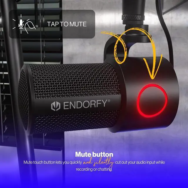 Alt view image 5 of 9 - ENDORFY Solum Studio, USB Microphone for PC, streaming, podcast, Studio quality, high-resolution recording, Tap-to-mute with ring LED indicato, USB Plug & Play, Cardioid pattern, EY1B009