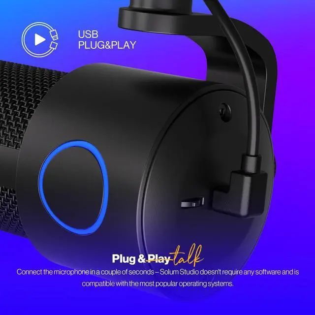 Alt view image 6 of 9 - ENDORFY Solum Studio, USB Microphone for PC, streaming, podcast, Studio quality, high-resolution recording, Tap-to-mute with ring LED indicato, USB Plug & Play, Cardioid pattern, EY1B009