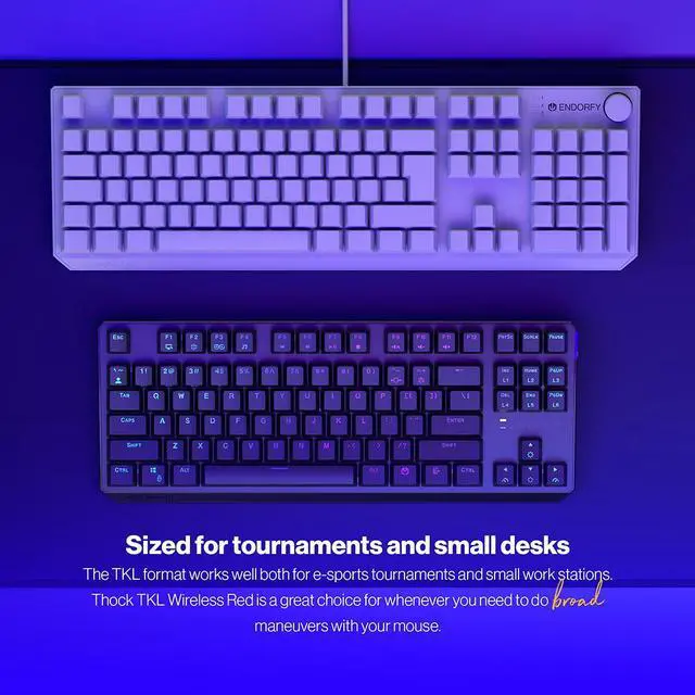 Alt view image 3 of 8 - ENDORFY Thock TKL Wireless Red, wireless gaming mechanical keyboard, USB Type C/Bluetooth/2.4Ghz, Hot-swappable switches, PBT keycaps, RGB Backlit, Kailh Box Red, 87 keys, EY5A080