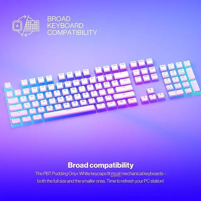 Alt view image 2 of 7 - ENDORFY PBT Pudding Onyx White Keycaps, US ANSI layout, Double Injection Technology, Broad keyboard compatibility, Silencing rubber Orings included, EY0E003