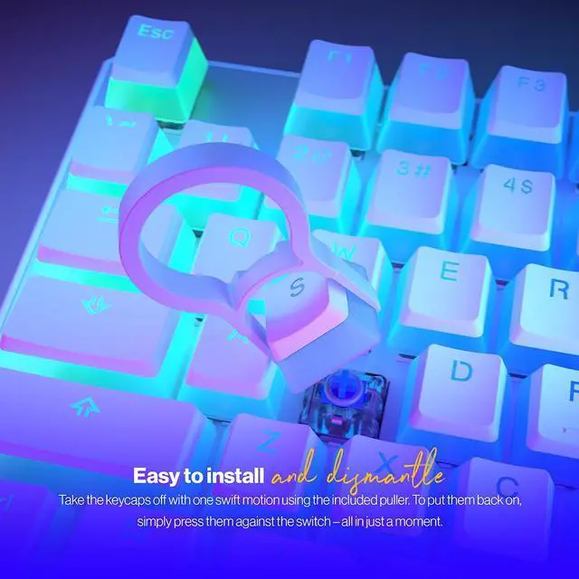 Alt view image 6 of 7 - ENDORFY PBT Pudding Onyx White Keycaps, US ANSI layout, Double Injection Technology, Broad keyboard compatibility, Silencing rubber Orings included, EY0E003