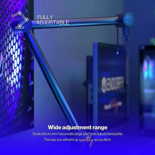 Alt view image 3 of 5 - ENDORFY Studio Boom Arm, microphone arm, light arm, USB-C and USB-B cables included, 360 degrees rotation, 3/8 to 5/8 adapter included, EY0A005