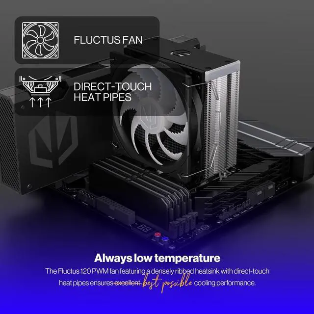 Alt view image 2 of 8 - ENDORFY Fera 5 ARGB, high performance CPU cooler, 120 mm ARGB PWM Fluctus fan, compatible with AM5, AM4, LGA1700, LGA1200, LGA1150 etc., TDP 220W, EY3A007