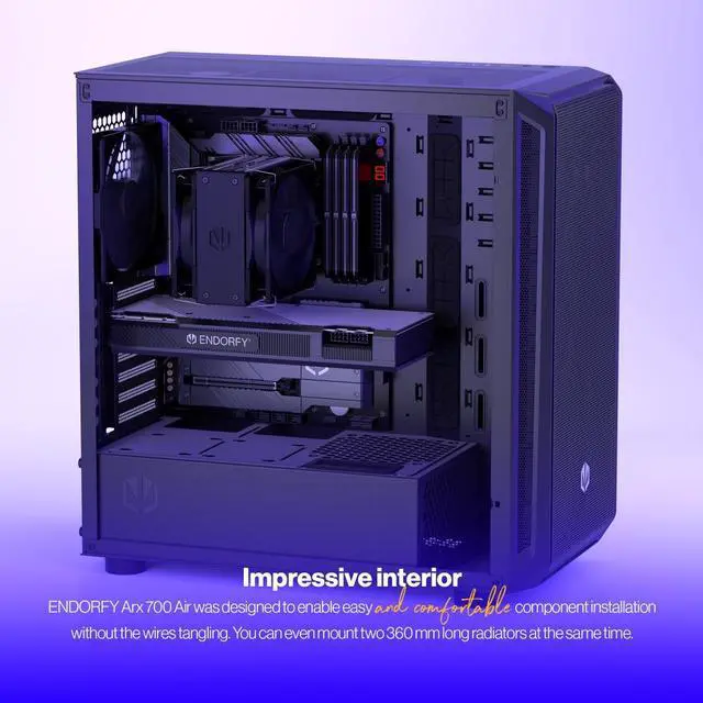 Alt view image 4 of 9 - ENDORFY Arx 700 Air, ATX PC case, computer case, 5x140mm PWM fans included, matx case, radiator up to 360mm, Maximum airflow, top and front mesh, EY2A012