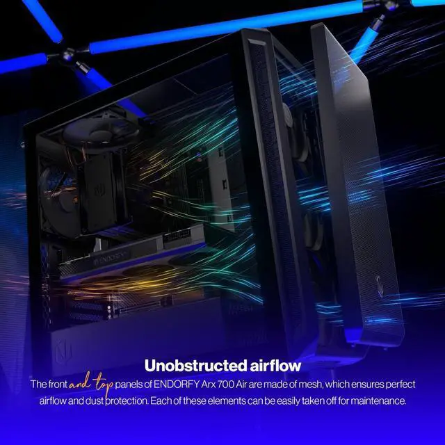 Alt view image 3 of 9 - ENDORFY Arx 700 Air, ATX PC case, computer case, 5x140mm PWM fans included, matx case, radiator up to 360mm, Maximum airflow, top and front mesh, EY2A012