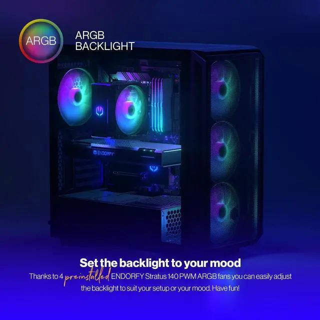 Alt view image 7 of 9 - ENDORFY Arx 700 ARGB, ATX PC case, computer case, 4x140mm ARGB PWM fans included, matx case, radiator up to 360mm, Maximum airflow, top and front mesh, EY2A013