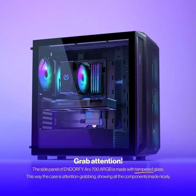 Alt view image 5 of 9 - ENDORFY Arx 700 ARGB, ATX PC case, computer case, 4x140mm ARGB PWM fans included, matx case, radiator up to 360mm, Maximum airflow, top and front mesh, EY2A013