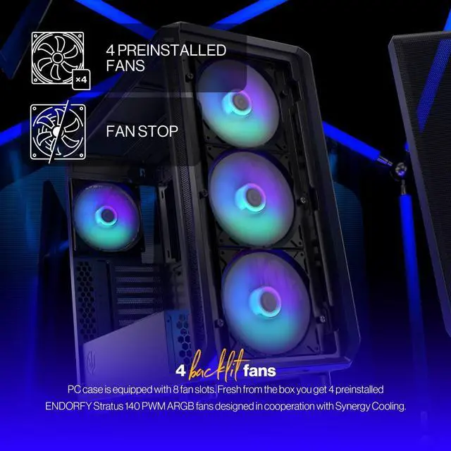 Alt view image 4 of 9 - ENDORFY Arx 700 ARGB, ATX PC case, computer case, 4x140mm ARGB PWM fans included, matx case, radiator up to 360mm, Maximum airflow, top and front mesh, EY2A013