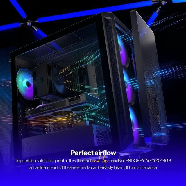 Alt view image 3 of 9 - ENDORFY Arx 700 ARGB, ATX PC case, computer case, 4x140mm ARGB PWM fans included, matx case, radiator up to 360mm, Maximum airflow, top and front mesh, EY2A013