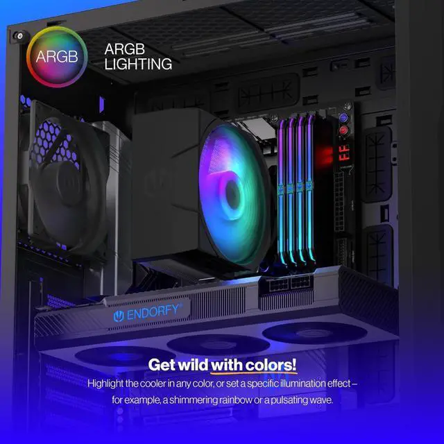 Alt view image 5 of 8 - ENDORFY Spartan 5 MAX ARGB, CPU cooler, integrated Fluctus 120mm ARGB fan, Bright ARGB LED illumination, compatible with AM5, AM4, LGA1700, LGA1200, LGA1150 etc., EY3A004