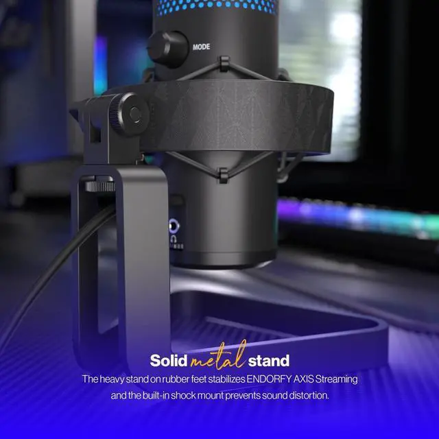 Alt view image 3 of 9 - ENDORFY AXIS Streaming, USB Plug&Play Microphone for PC, Dynamic RGB effect, Headphone jack, Tap-to-mute with LED indicator, Gain control, Multiple polar pattern options, EY1B006