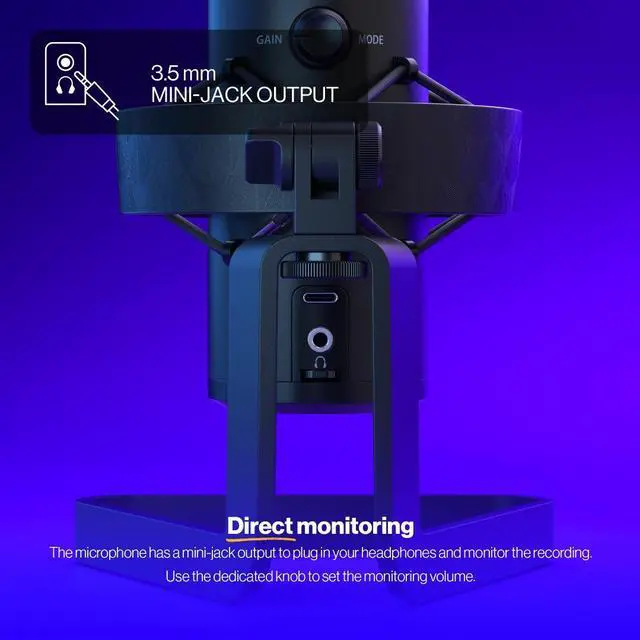Alt view image 4 of 9 - ENDORFY AXIS Streaming, USB Plug&Play Microphone for PC, Dynamic RGB effect, Headphone jack, Tap-to-mute with LED indicator, Gain control, Multiple polar pattern options, EY1B006