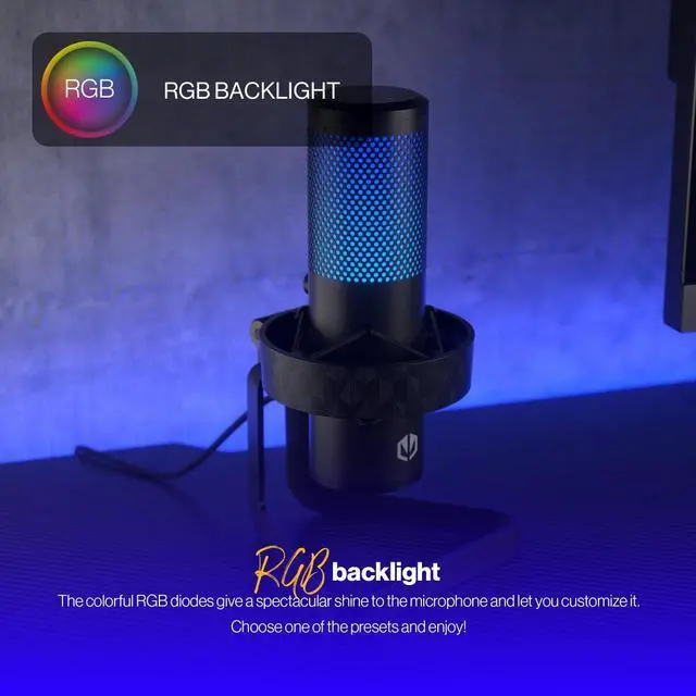 Alt view image 9 of 9 - ENDORFY AXIS Streaming, USB Plug&Play Microphone for PC, Dynamic RGB effect, Headphone jack, Tap-to-mute with LED indicator, Gain control, Multiple polar pattern options, EY1B006