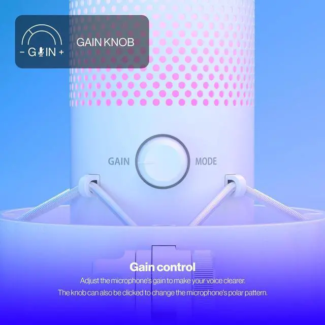 Alt view image 5 of 9 - ENDORFY AXIS Streaming Onyx White, USB Plug&Play Microphone for PC, Dynamic RGB effect, Headphone jack, Tap-to-mute with LED indicator, Gain control, Multiple polar pattern options, EY1B007