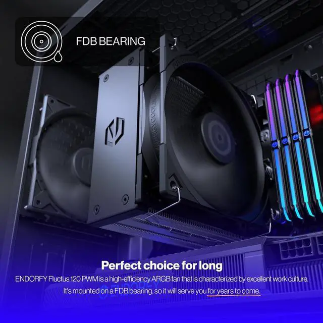 Alt view image 5 of 8 - ENDORFY Fluctus 120 PWM, PC case fan, 120mm, push and pull orientation, high performance against flow restrictions, integrated anti-vibration pads, EY4A001