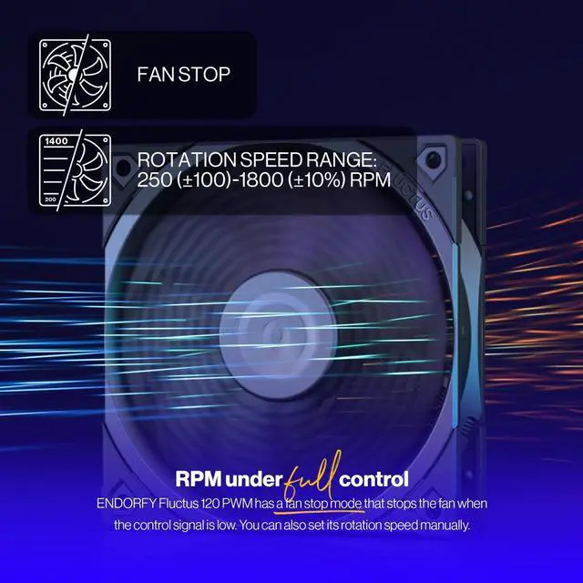 Alt view image 2 of 8 - ENDORFY Fluctus 120 PWM, PC case fan, 120mm, push and pull orientation, high performance against flow restrictions, integrated anti-vibration pads, EY4A001