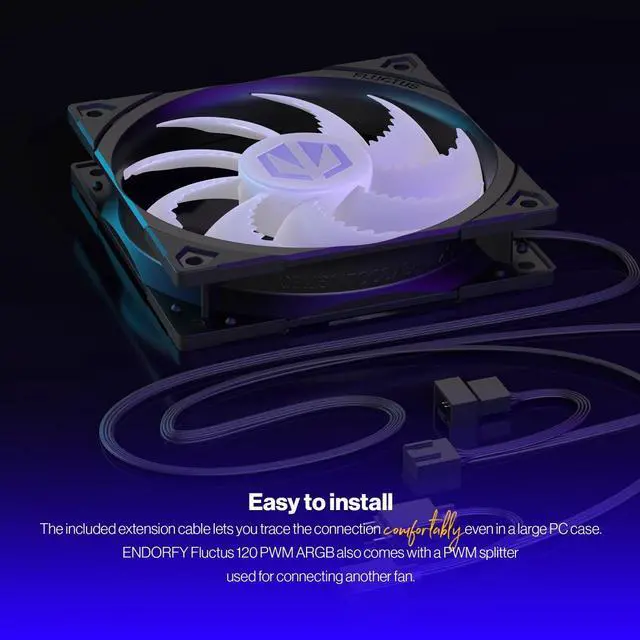 Alt view image 6 of 8 - ENDORFY Fluctus 120 PWM ARGB, PC case fan, 120mm ARGB, push and pull orientation, high performance against flow restrictions, integrated anti-vibration pads, EY4A002