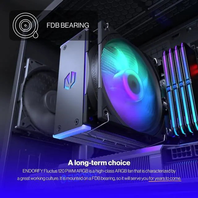 Alt view image 2 of 8 - ENDORFY Fluctus 120 PWM ARGB, PC case fan, 120mm ARGB, push and pull orientation, high performance against flow restrictions, integrated anti-vibration pads, EY4A002