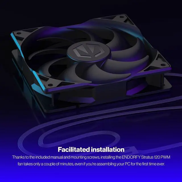 Alt view image 4 of 8 - ENDORFY Stratus 120 PWM, PC case fan, 120 mm, optional automatic fan stop, wide speed range with PWM control (200 - 1400 RPM), high performance with flow restrictions, EY4A007