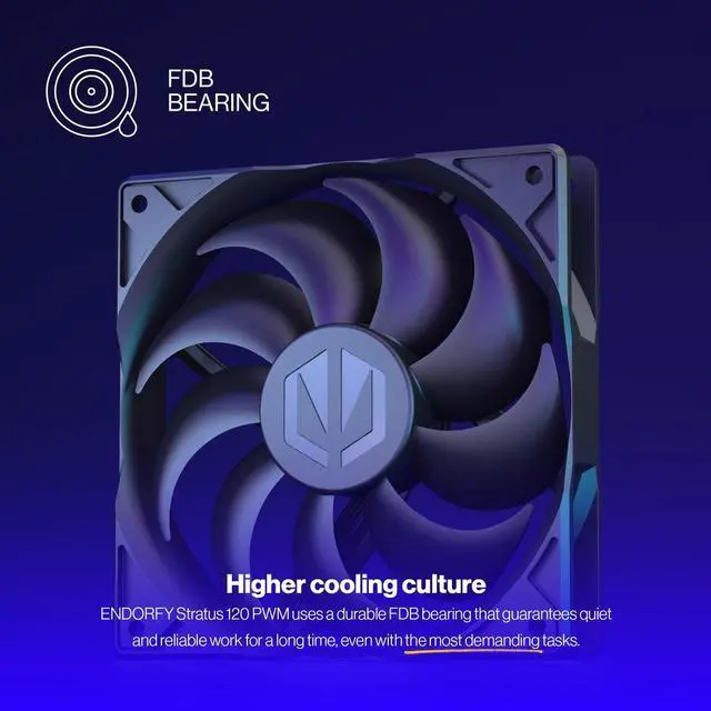 Alt view image 2 of 8 - ENDORFY Stratus 120 PWM, PC case fan, 120 mm, optional automatic fan stop, wide speed range with PWM control (200 - 1400 RPM), high performance with flow restrictions, EY4A007