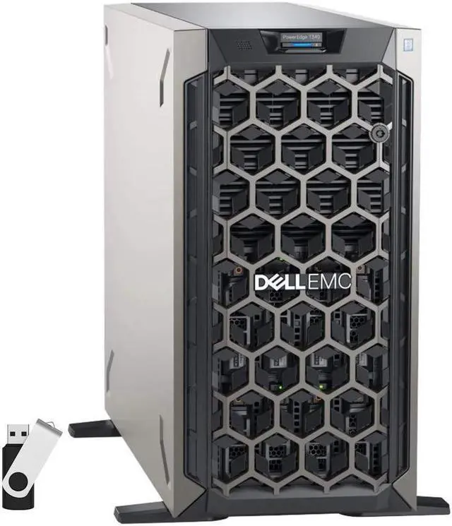 Main image of Dell PowerEdge T340 Tower Server Bundle with 16GB USB Flash Drive, Intel Xeon E-2124 Quad-Core,8GB DDR4, 4TB SSD, RAID Single PSU (Re-Newed)