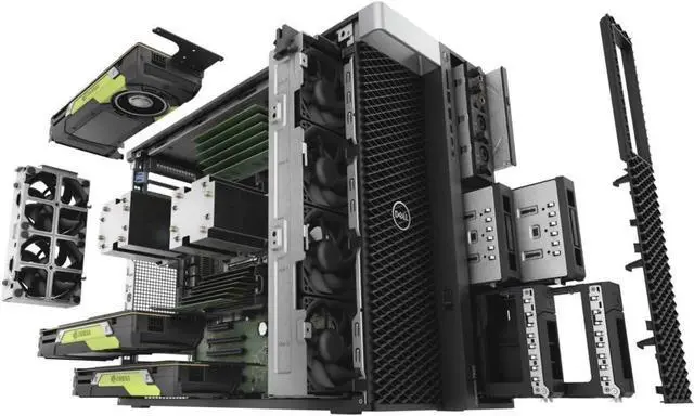 Alt view image 3 of 7 - "Dell Precision 7920 Tower Workstation, VR CG AI 4K Editing Rendering, 2X Intel Xeon Gold 6130 up to 3.7GHz (32-Cores), 192GB DDR4, 2X 1TB SSD + 2X 4TB HDD, Quadro P1000 4GB, Windows 10 Pro 
"