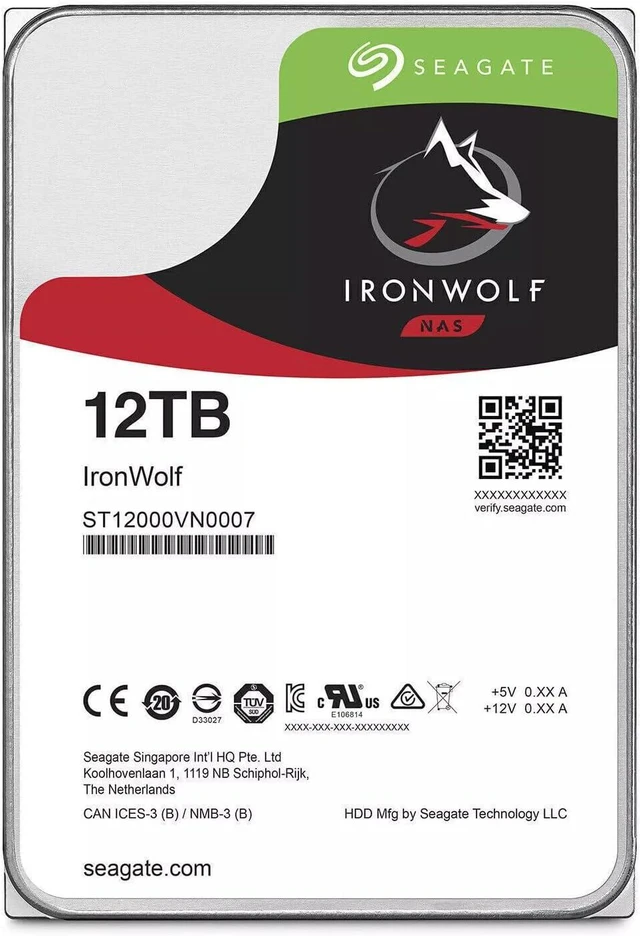 Main image of Seagate IronWolf 12TB NAS Hard Drive 7200 RPM 256MB Cache SATA 6.0Gb/s CMR 3.5" Internal HDD for RAID Network Attached Storage ST12000VN0007