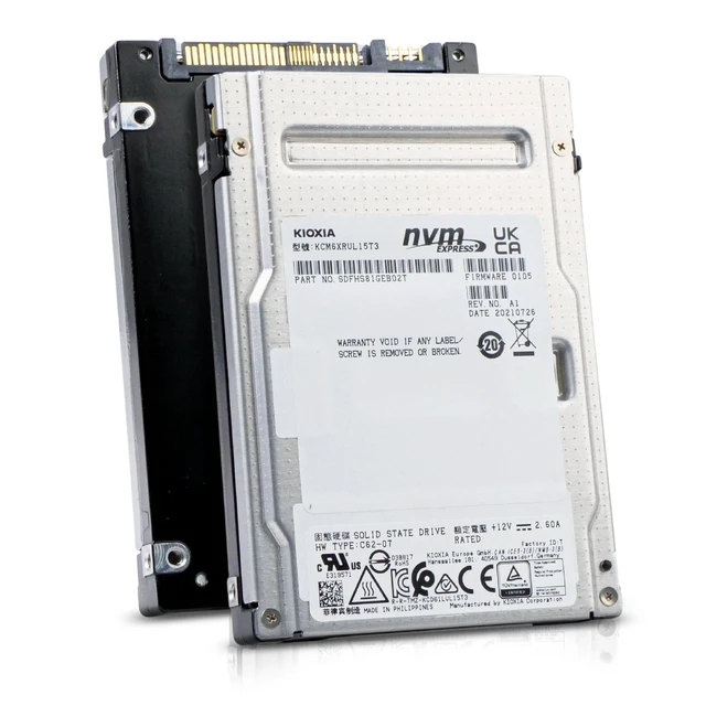 Alt view image 2 of 2 - Kioxia KCM6XRUL15T3 CM6-R 15.36TB NVMe PCIe4x4 2.5" 15mm SIE