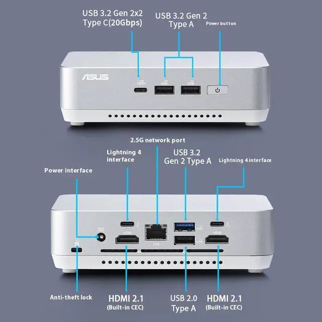 Alt view image 3 of 6 - NUC14 Pro+Mini Mini Host High Performance Commercial AI Office Desktop Computer Core Ultra5-125H Silver Edition