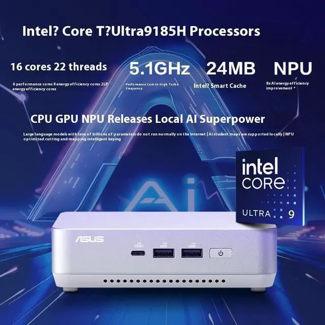 Main image of NUC14 Pro+Mini Mini Host High Performance Commercial AI Office Desktop Computer Core Ultra9-185H Silver Edition