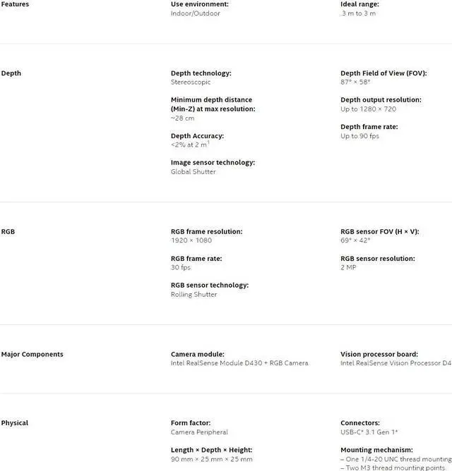 Alt view image 2 of 7 - Intel ®  RealSense   Depth Camera D435 Deep camera facial recognition modeling