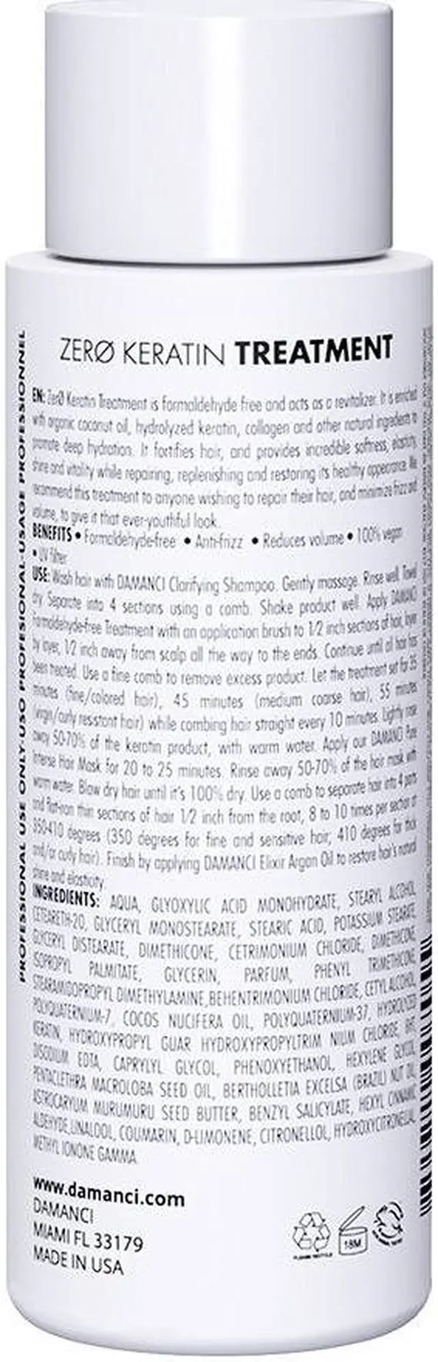 Alt view image 2 of 2 - DAMANCI ZerO Keratin Treatment, Formaldehyde-free, Anti Frizz, Rejuvenating 2oz