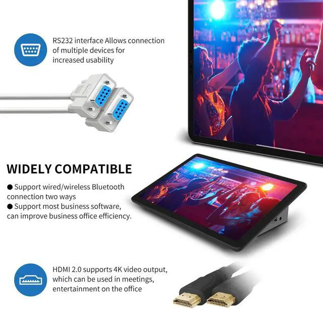 Alt view image 4 of 6 - HIGOLEPC Mini PC,10.1 Inch Touchscreen Mini Computer Windows 11 Pro Mini Desk PC with Battery,Intel Celeron J4125 8GB RAM/128GB ROM,Dual R232 HDMI,BT 5.2,WiFi 5.0,Type-C,Support Auto-Boot