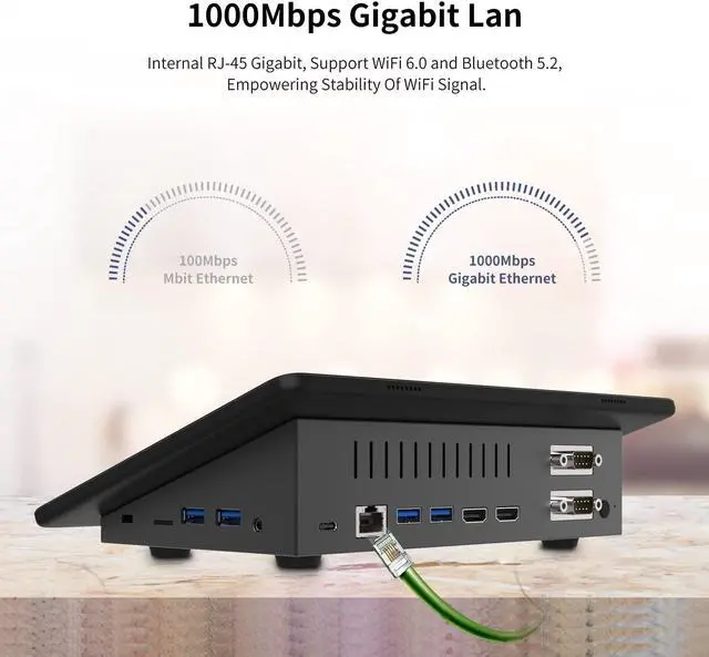 Alt view image 5 of 6 - HIGOLEPC Mini PC,10.1 Inch Touchscreen Mini Computer Windows 11 Pro Mini Desk PC with Battery,Intel Celeron J4125 8GB RAM/128GB ROM,Dual R232 HDMI,BT 5.2,WiFi 5.0,Type-C,Support Auto-Boot