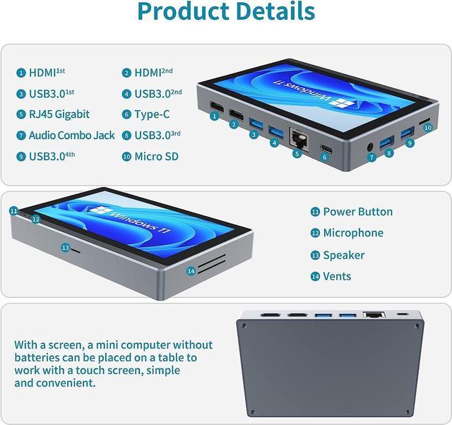 HIGOLEPC Mini PC Windows 11 PRO, Intel Celeron J4125 Mini Computer